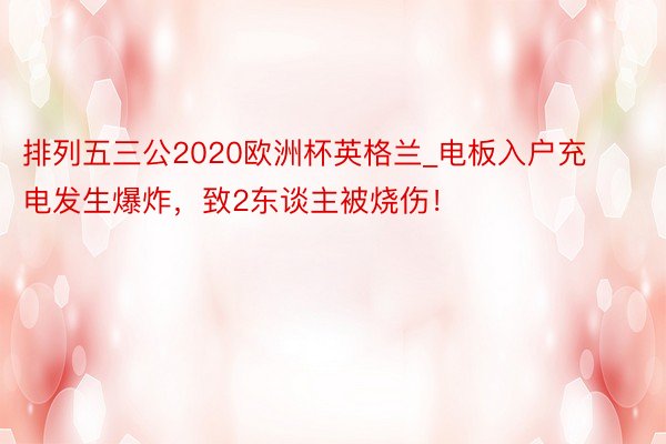 排列五三公2020欧洲杯英格兰_电板入户充电发生爆炸，致2东谈主被烧伤！