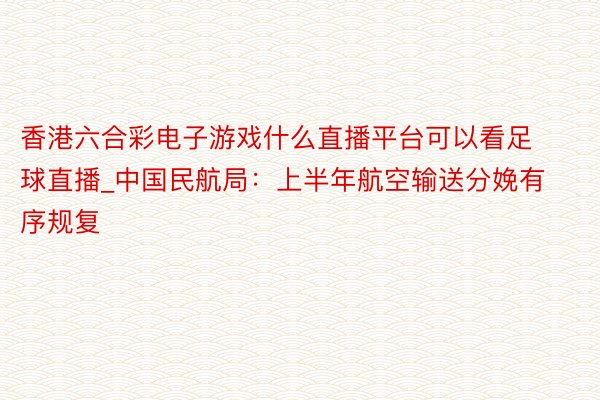 香港六合彩电子游戏什么直播平台可以看足球直播_中国民航局：上半年航空输送分娩有序规复