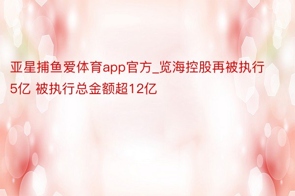 亚星捕鱼爱体育app官方_览海控股再被执行5亿 被执行总金额超12亿