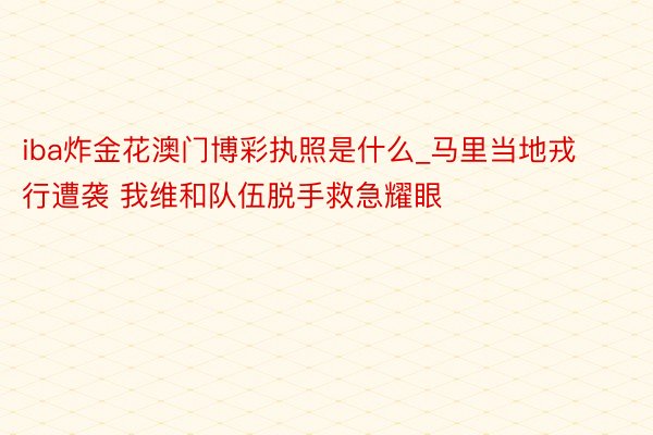 iba炸金花澳门博彩执照是什么_马里当地戎行遭袭 我维和队伍脱手救急耀眼